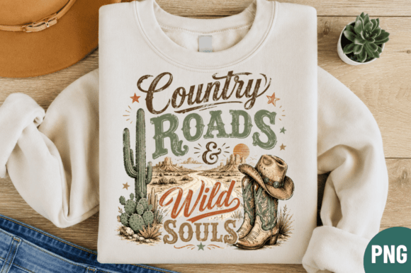Country Roads Wild Souls PNG Design