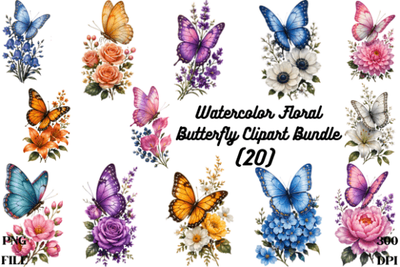 Elevating Digital Design with Watercolor Floral Butterfly Clipart PNG