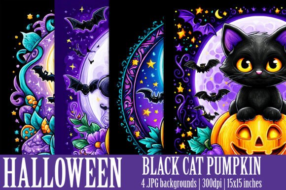 Halloween Black Cat Pumpkin Backgrounds
