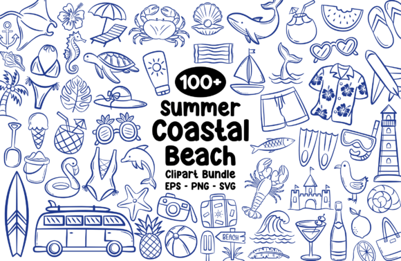 Summer Coastal Beach Clipart Bundle SVG