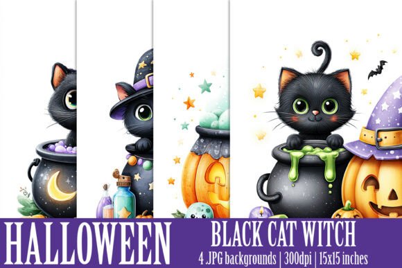 Unlock Spooky Creativity with Halloween Black Witch Cat Backgrounds S2