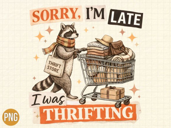 Unlocking Creative Potential with the Late I Was Thrifting Raccoon Retro PNG
