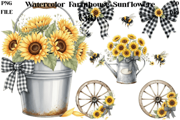 Watercolor Farmhouse Sunflower Clipart Guide