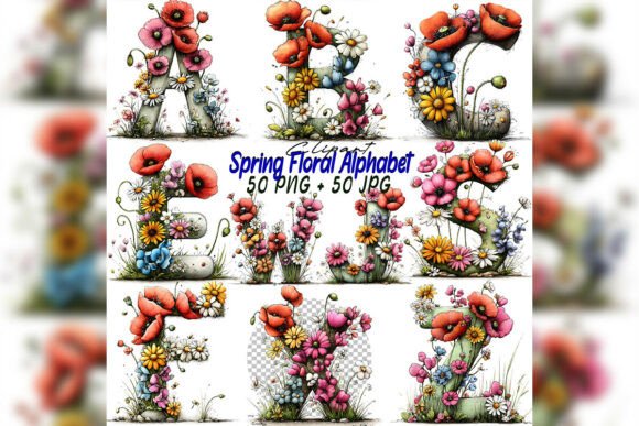 Whimsical Floral Alphabet Birthday Clipart: Elevating Personalized Design